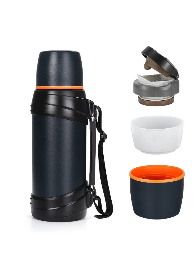 MIXDE Large flask- 2.5L Stainless Steel Insulated Bottle for Travel with BPA Free Cup Oversized Vacuum Insulated Thermoses with Handle and Strap for Hot & Cold Drink - Image 2